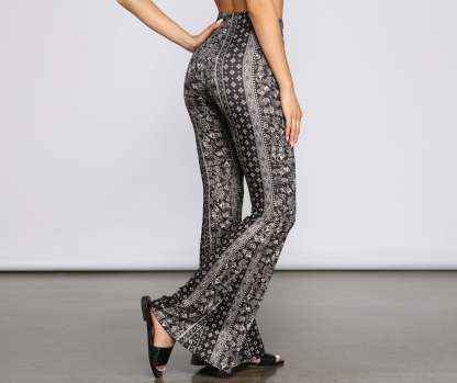 Boho Wanderer Floral Flared Pants - Lady Occasions