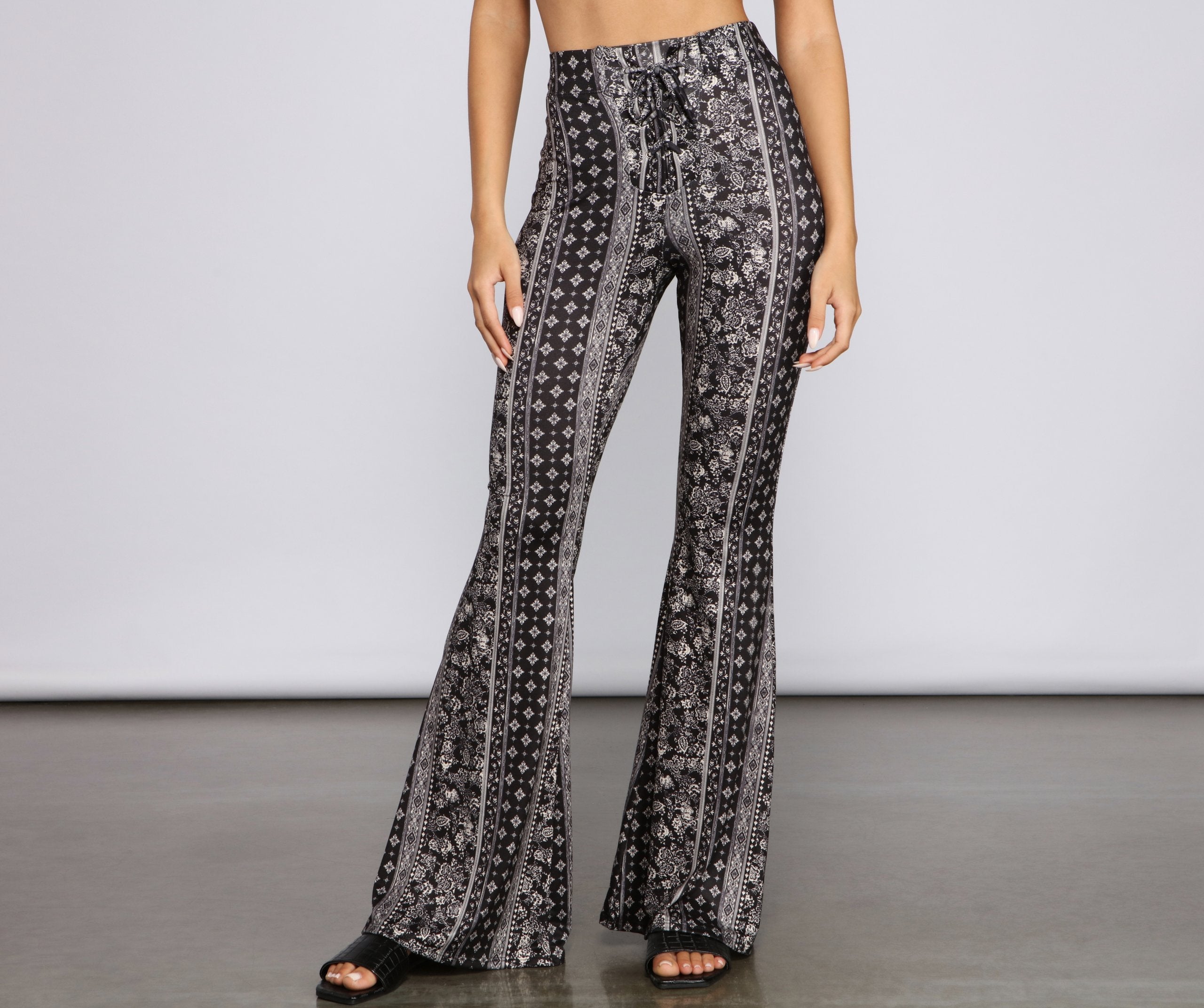Boho Wanderer Floral Flared Pants - Lady Occasions