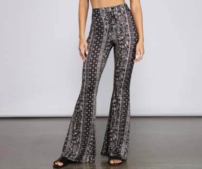 Boho Wanderer Floral Flared Pants - Lady Occasions