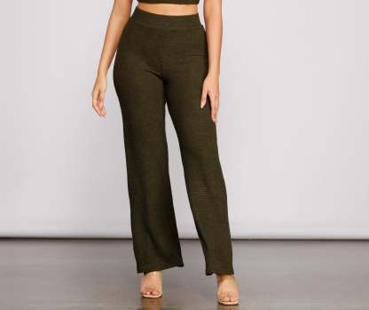 Trendy Textures High Waist Pants - Lady Occasions