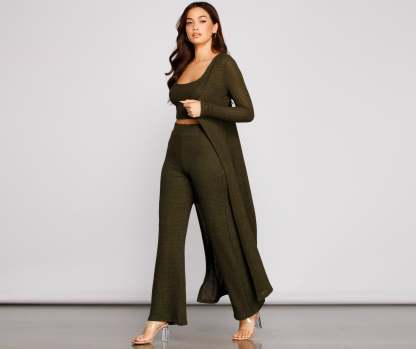 Trendy Textures High Waist Pants - Lady Occasions