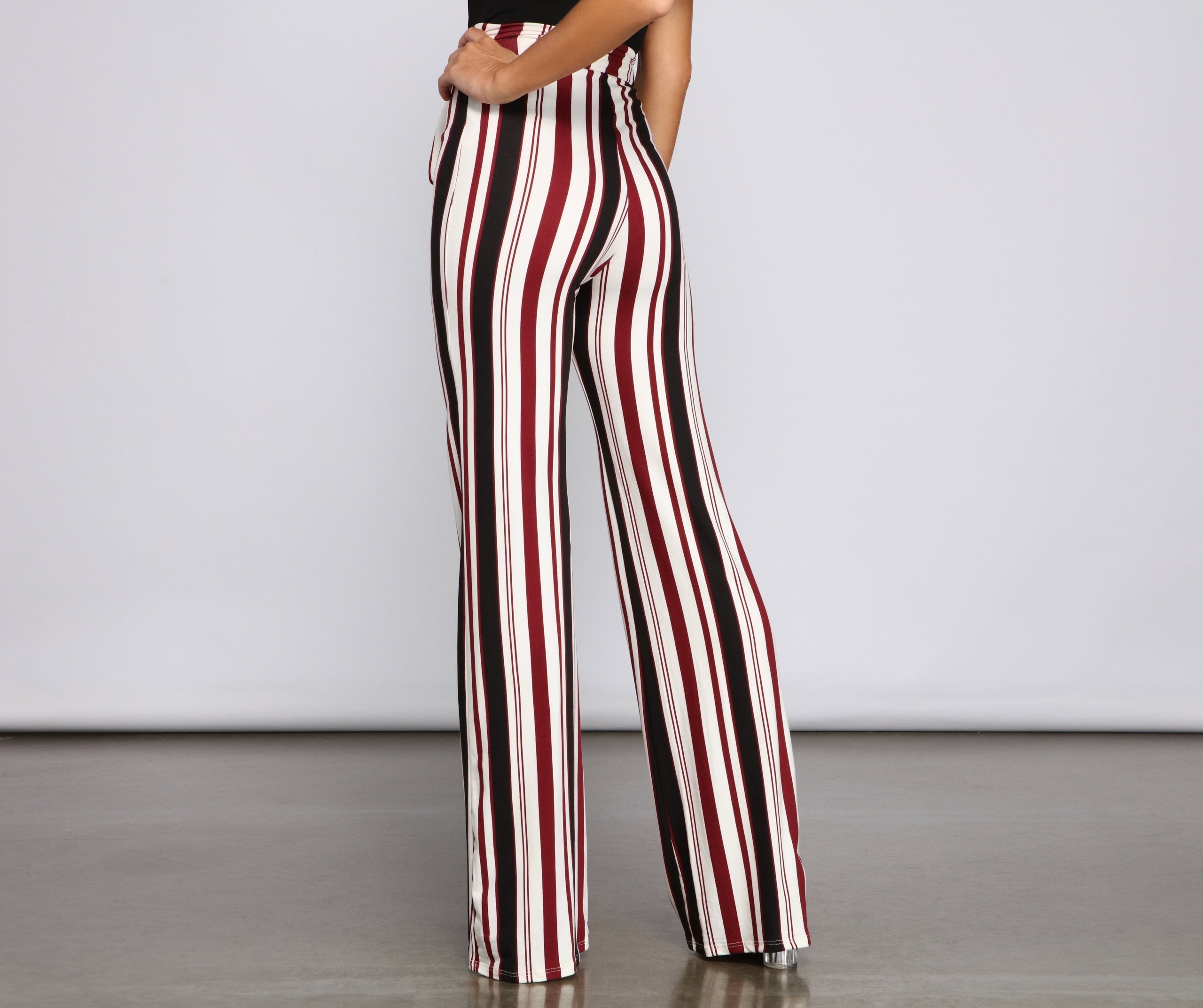 Striped And Stylish Tie-Waist Pants - Lady Occasions
