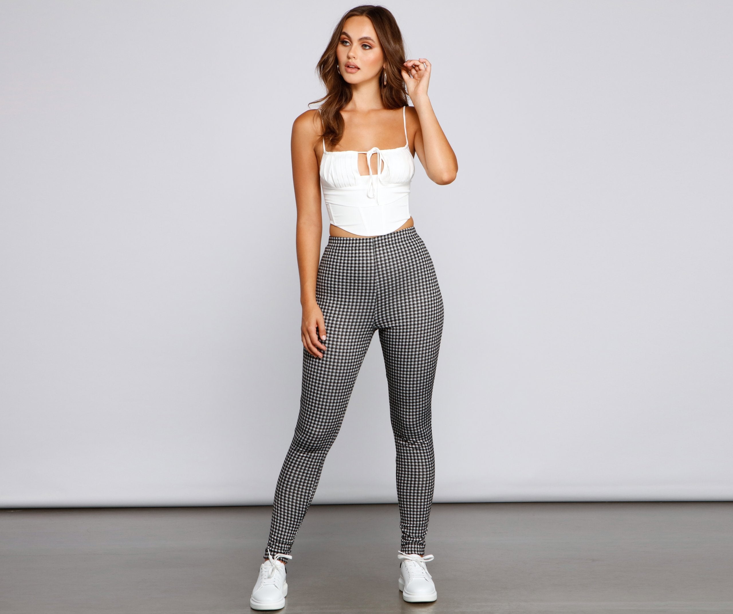 High Waist Plaid Leggings - Lady Occasions