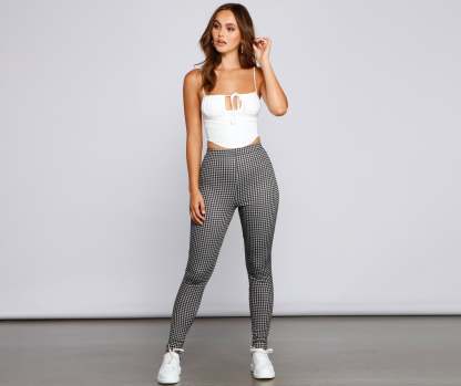 High Waist Plaid Leggings - Lady Occasions