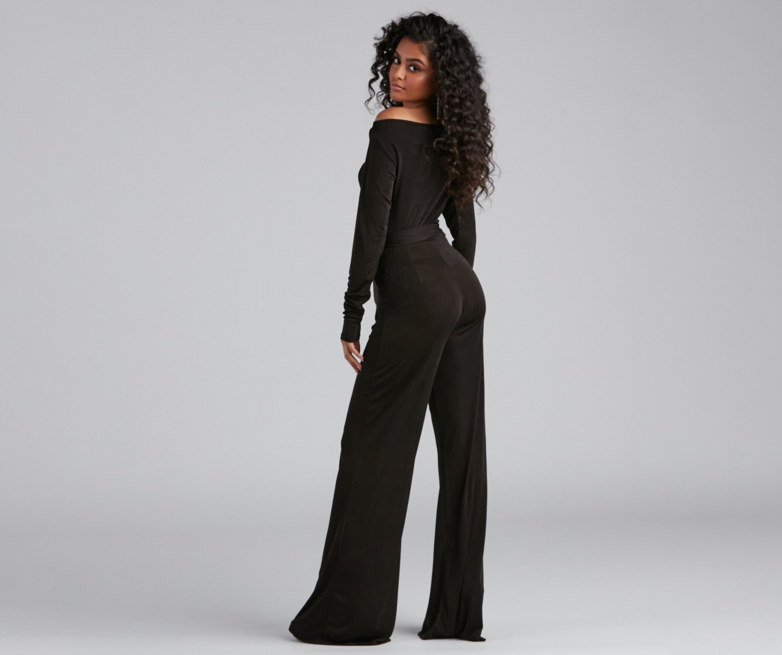 High Fashion Tie Waist Wide-Leg Jumpsuit - Lady Occasions