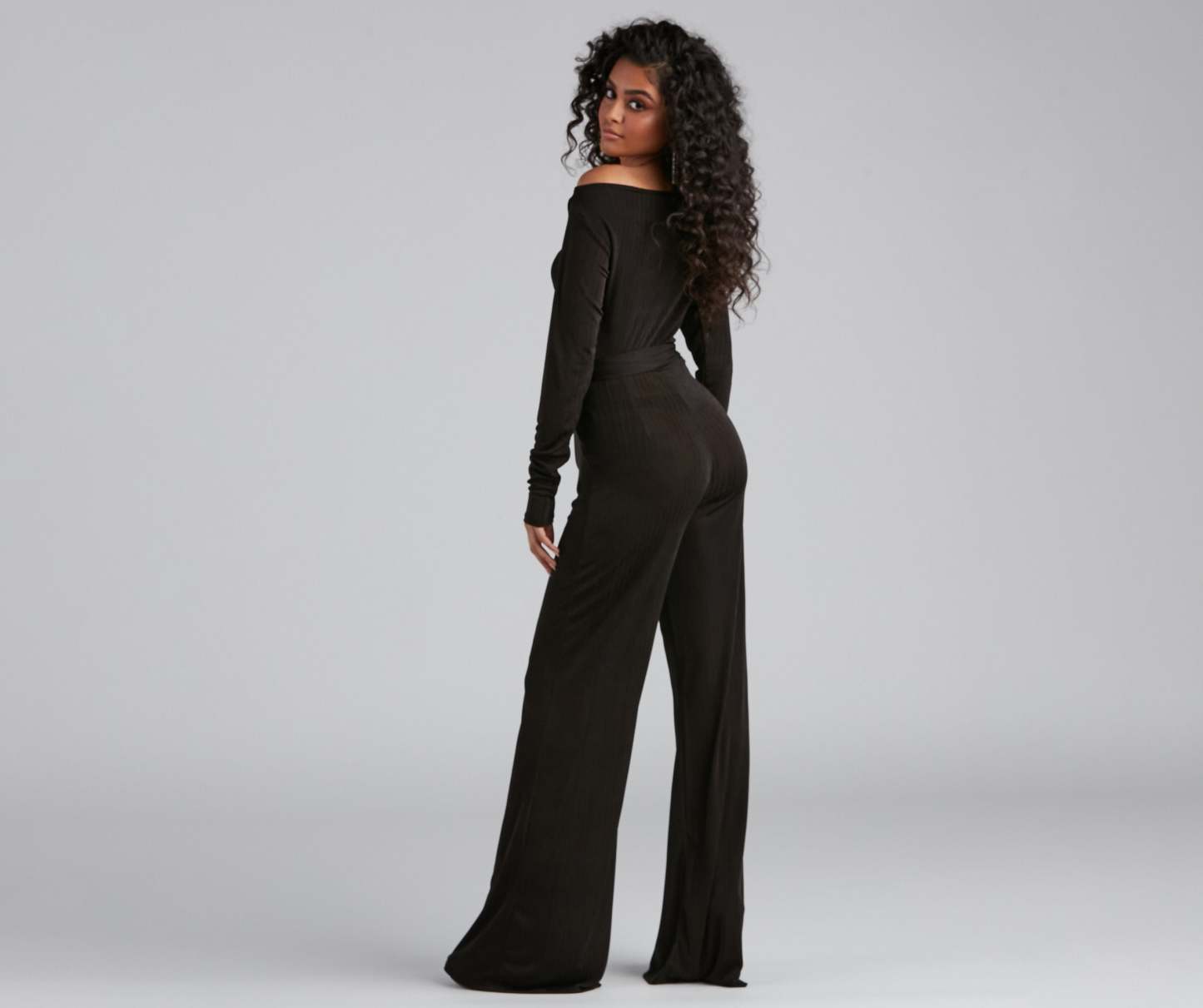 High Fashion Tie Waist Wide-Leg Jumpsuit - Lady Occasions