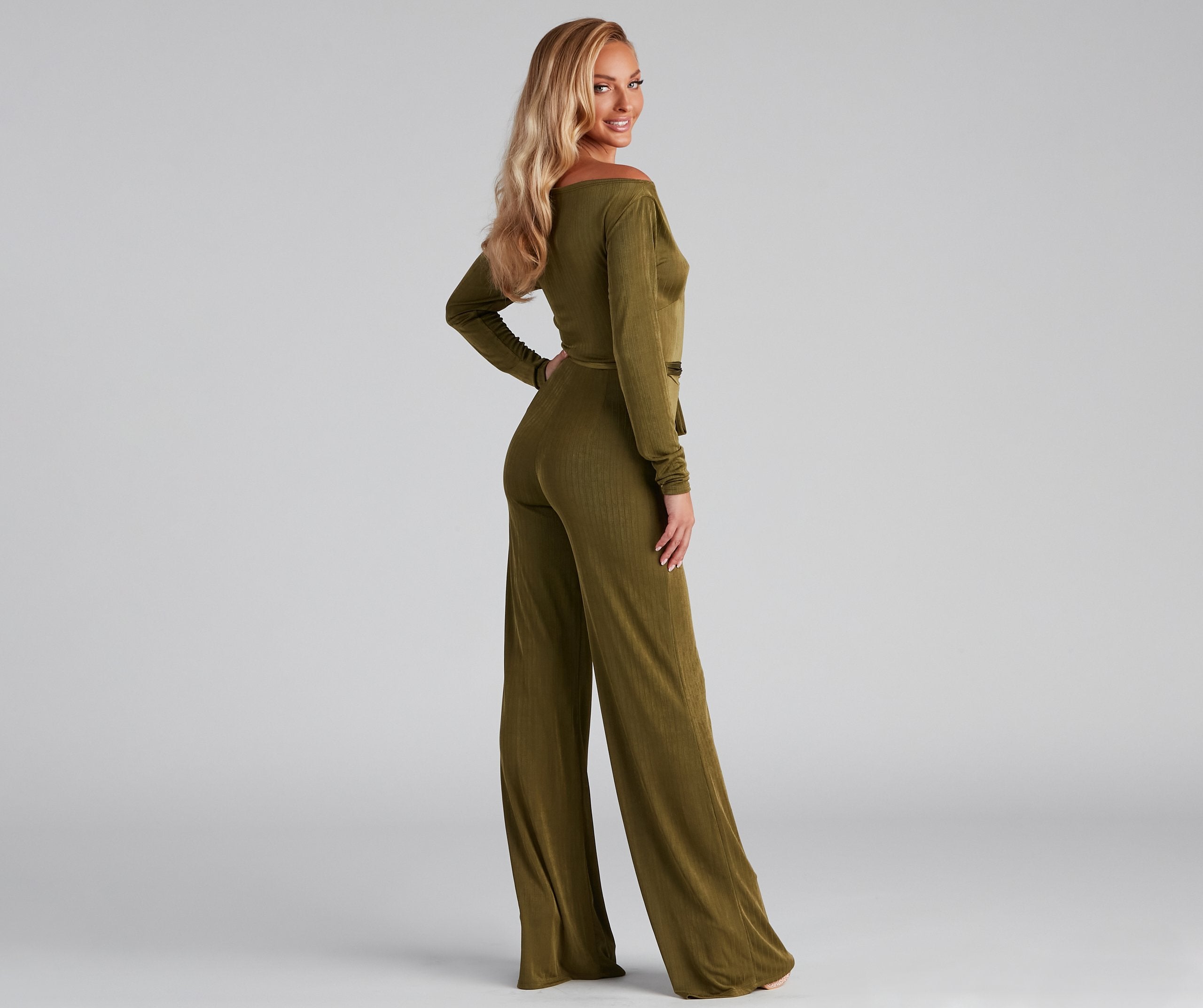 High Fashion Tie Waist Wide-Leg Jumpsuit - Lady Occasions
