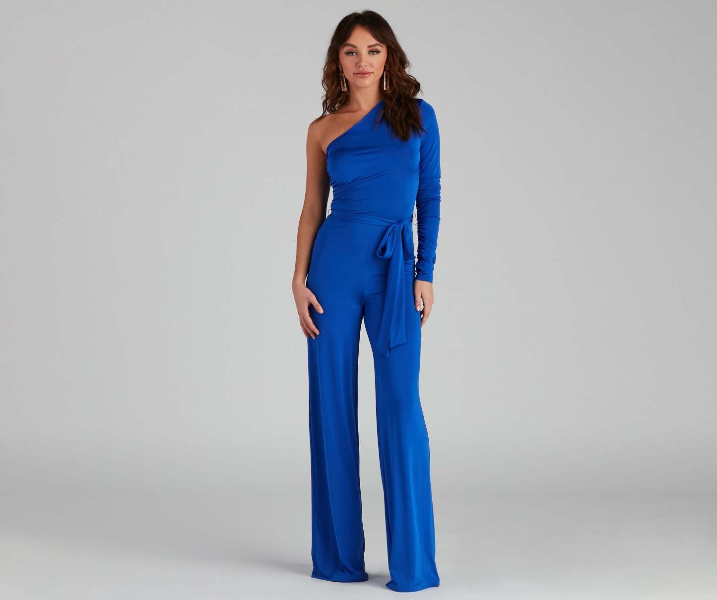 One Sided Tie-Waist Jumpsuit - Lady Occasions