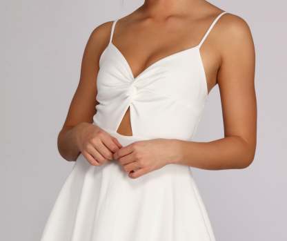 Trendy Twist Front Skater Romper - Lady Occasions