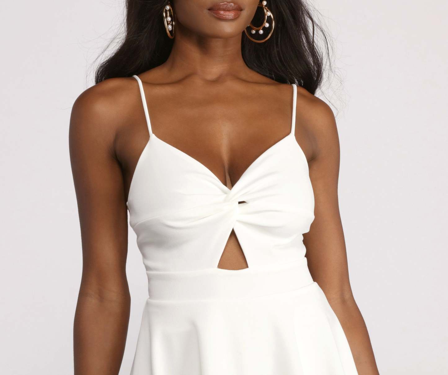 Trendy Twist Front Skater Romper - Lady Occasions
