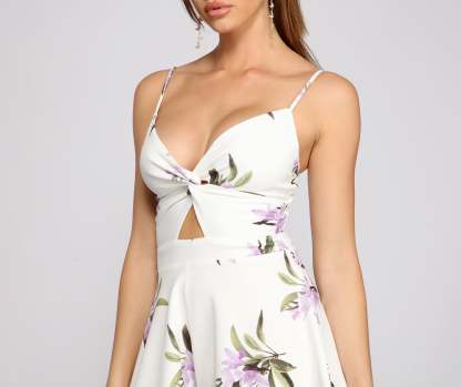 Flirty Floral Twist-Front Romper - Lady Occasions