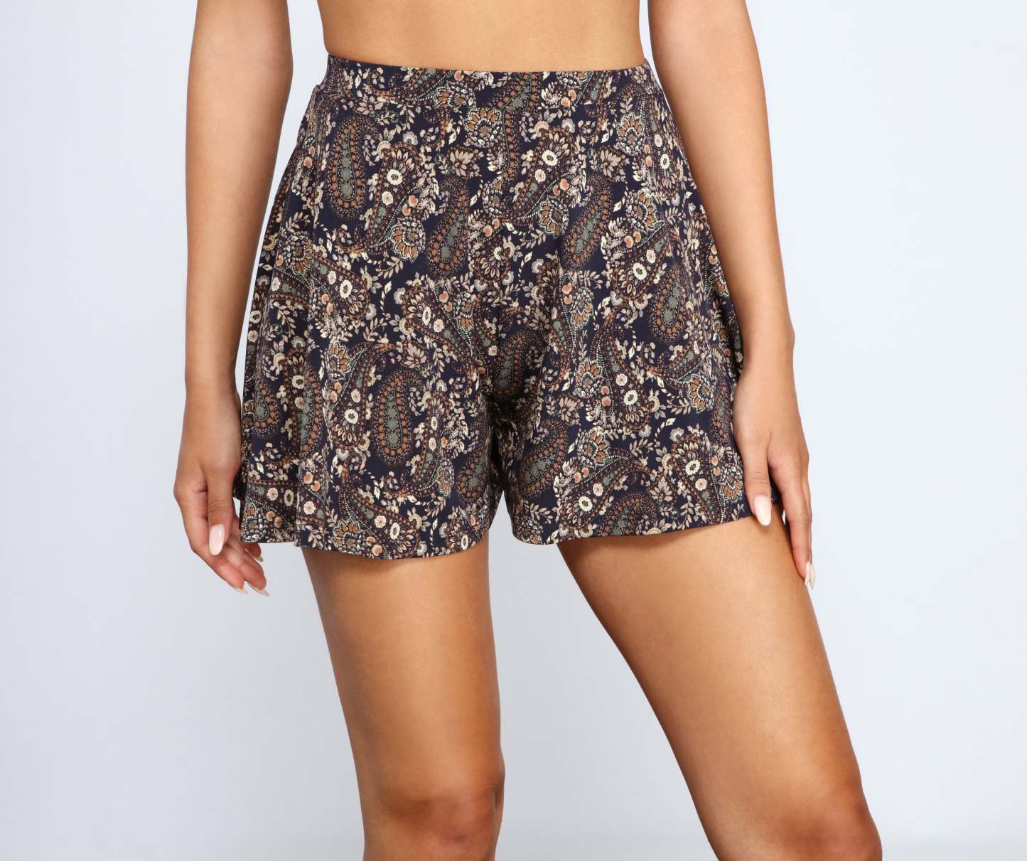 Paisley Chic High Waist Shorts - Lady Occasions