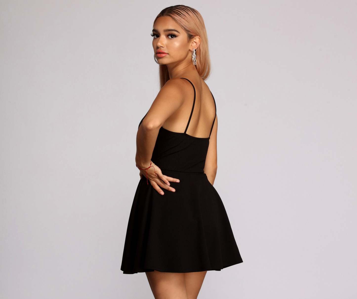 Trendy Twist Front Skater Romper - Lady Occasions