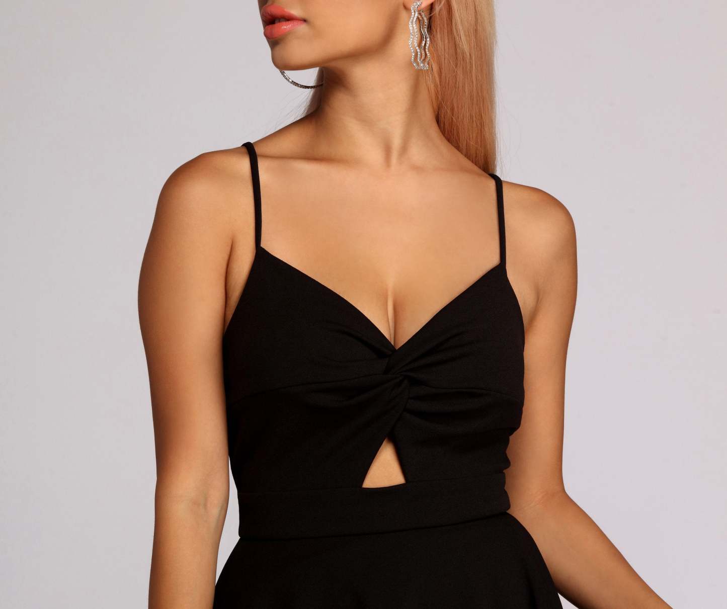 Trendy Twist Front Skater Romper - Lady Occasions