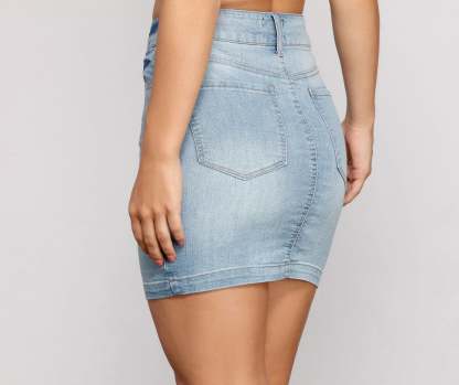 Cute And Classic Denim Mini Skirt - Lady Occasions