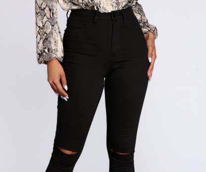 High Rise Slit Skinny Jeans - Lady Occasions