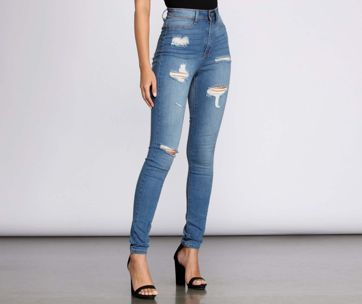 High Rise Super Destructed Skinny Jeans - Lady Occasions