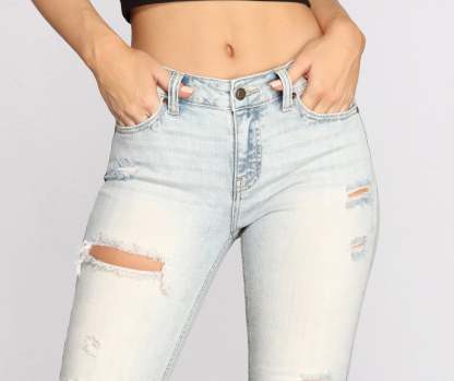 Josie Mid Rise Destructed Jeans - Lady Occasions