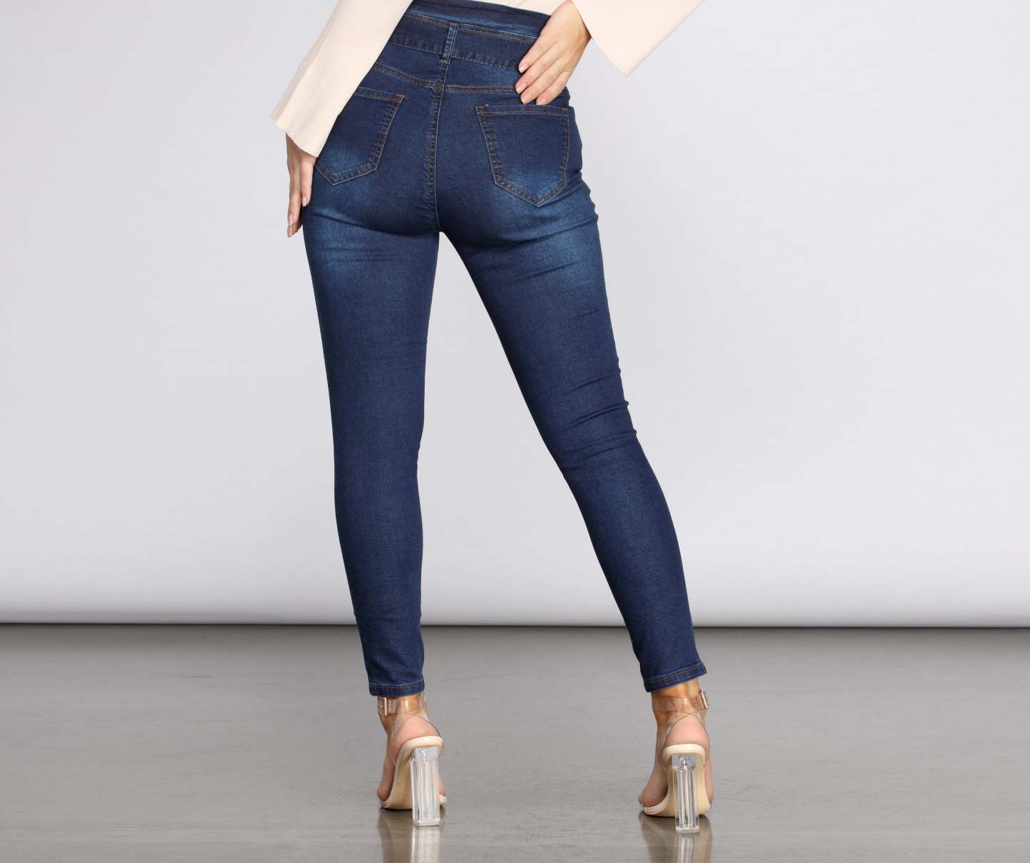 High Rise Paper Bag Skinny Jeans - Lady Occasions