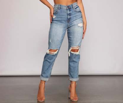 Rocky High Rise Destructed Boyfriend Jeans - Lady Occasions