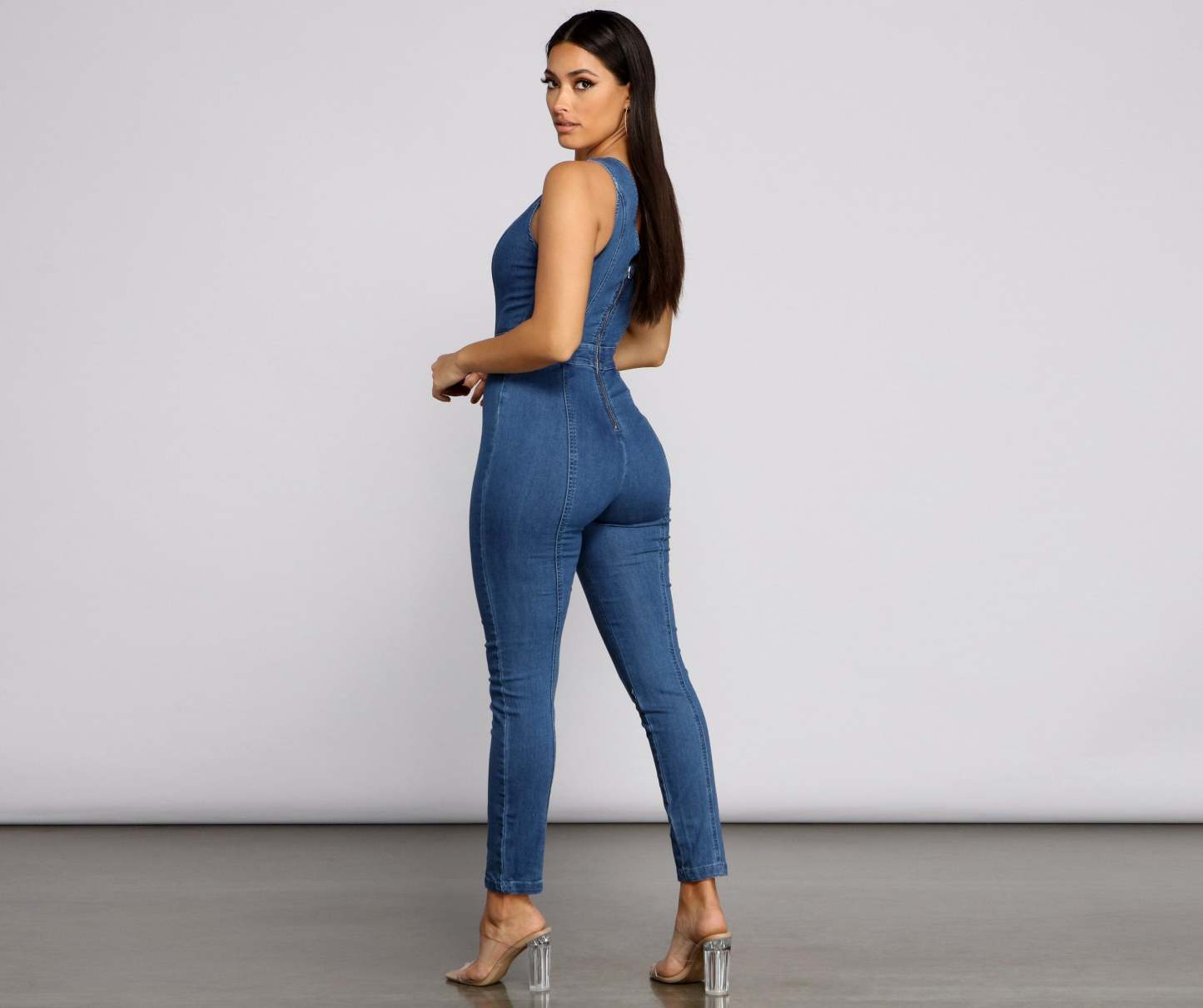 Denim Diva Sleeveless Catsuit - Lady Occasions