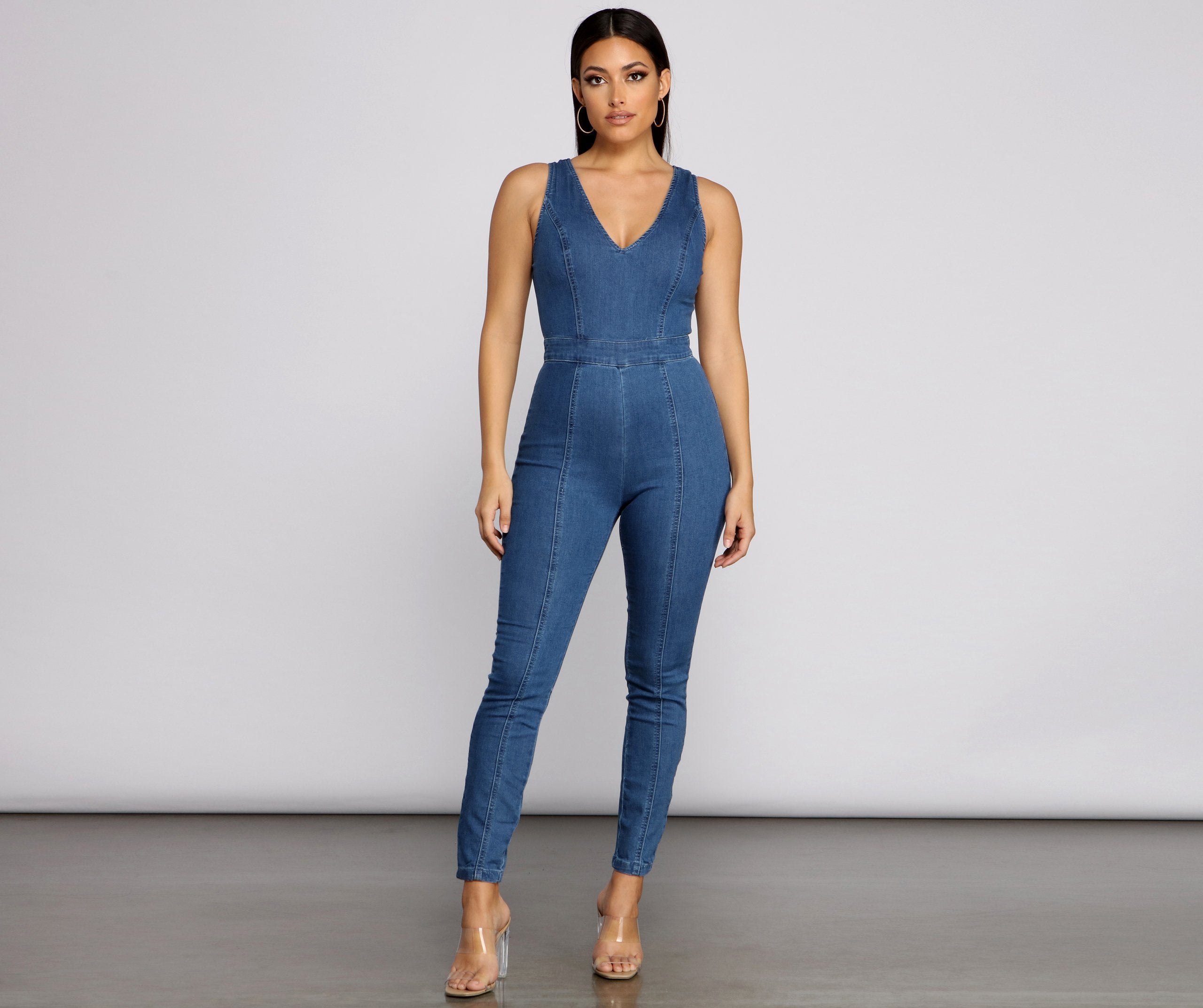 Denim Diva Sleeveless Catsuit - Lady Occasions