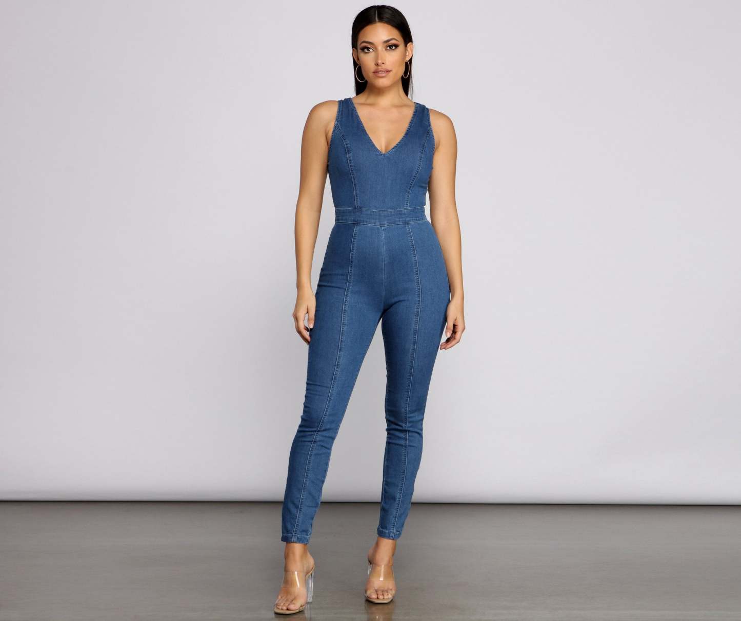 Denim Diva Sleeveless Catsuit - Lady Occasions