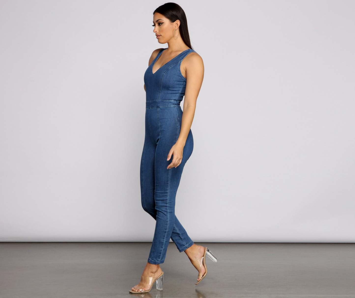 Denim Diva Sleeveless Catsuit - Lady Occasions