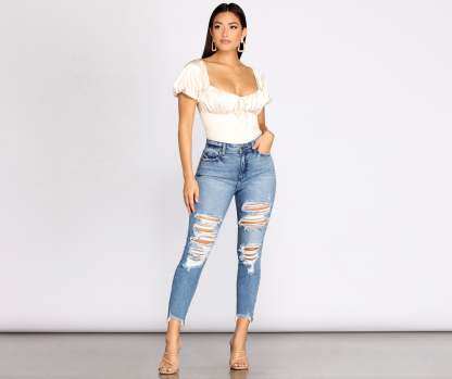 Rise Up Distressed Skinny Jeans - Lady Occasions