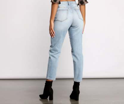 Tobi Super High Rise Cropped Mom Jeans - Lady Occasions