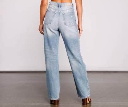 High-Rise Destructed Boyfriend Jeans - Lady Occasions