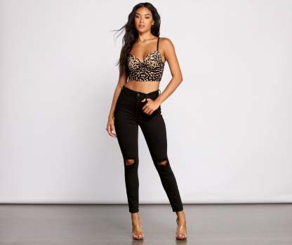 High Rise Knee Slit Skinny Jeans - Lady Occasions