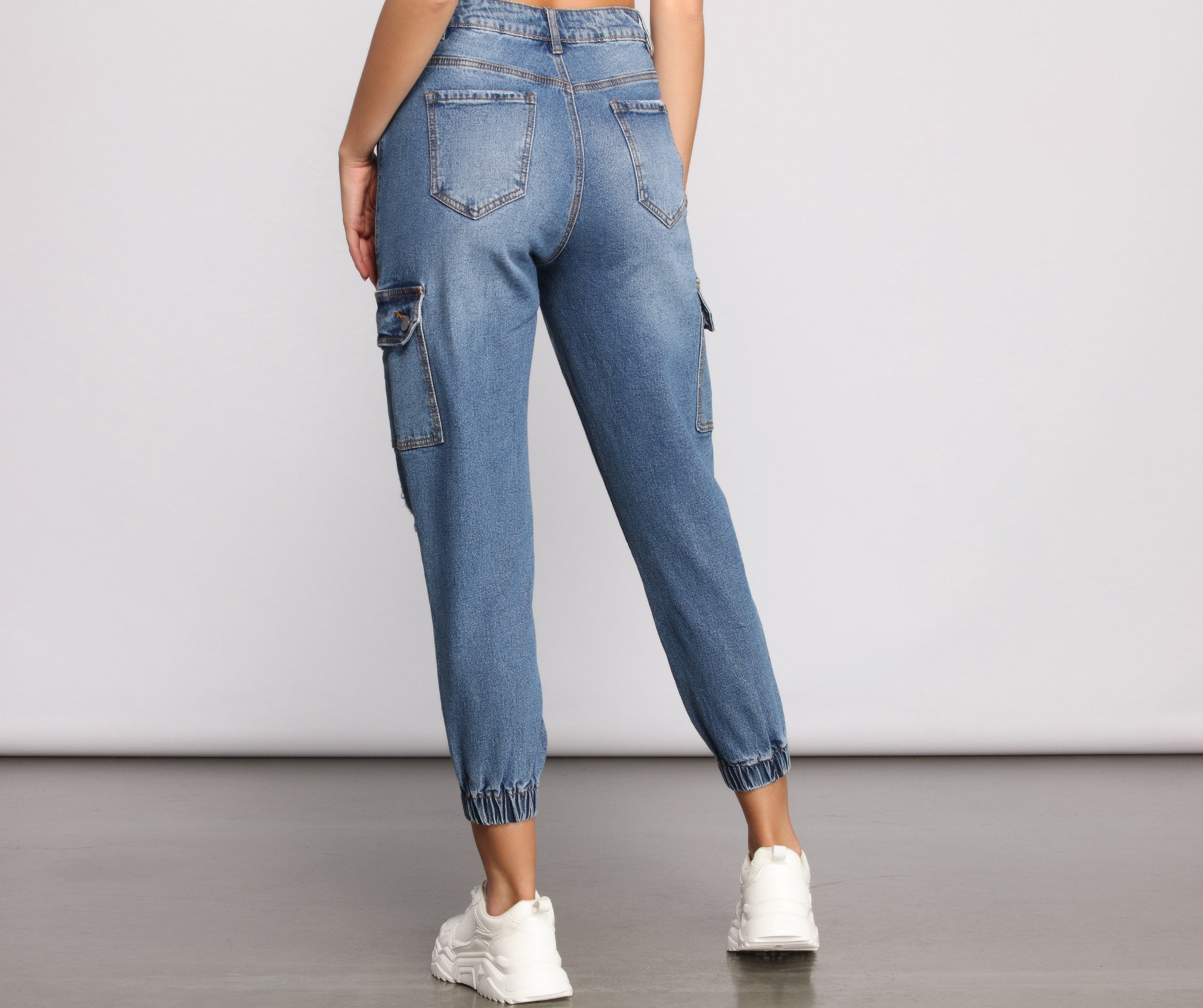 High Rise Destructed Cargo Joggers - Lady Occasions
