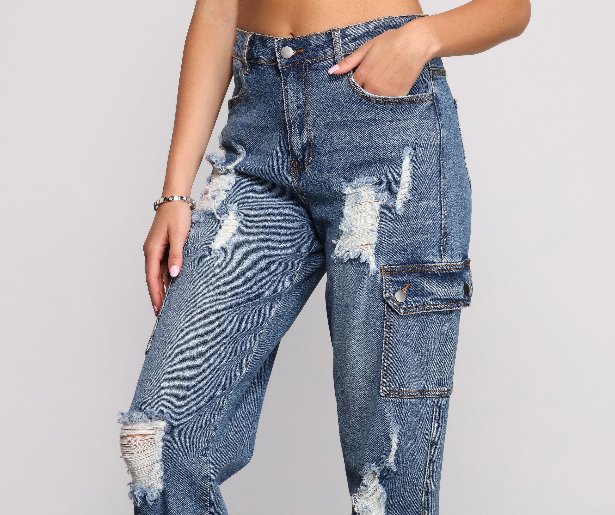 High Rise Destructed Cargo Joggers - Lady Occasions
