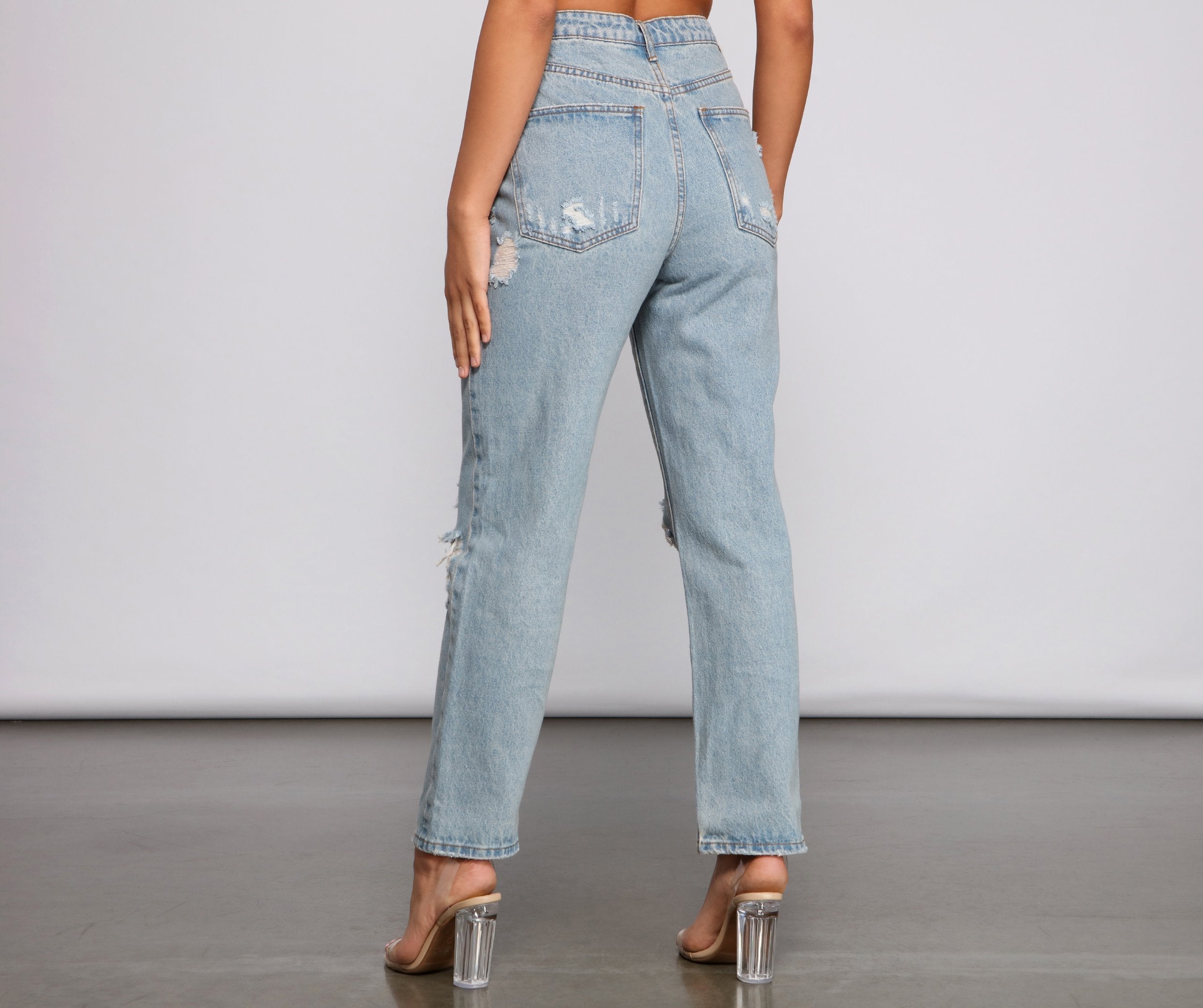 Classic Staple High Rise Destructed Boyfriend Jeans - Lady Occasions