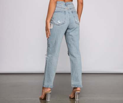 Classic Staple High Rise Destructed Boyfriend Jeans - Lady Occasions