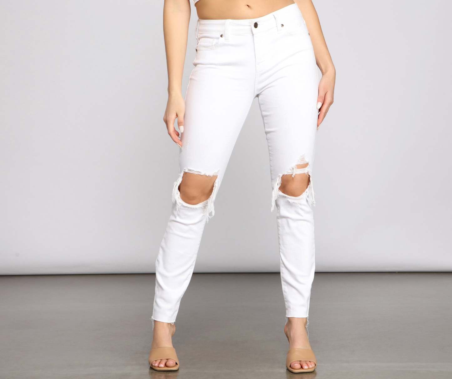 Jude Mid-Rise Destructed Knee Skinny Jeans - Lady Occasions