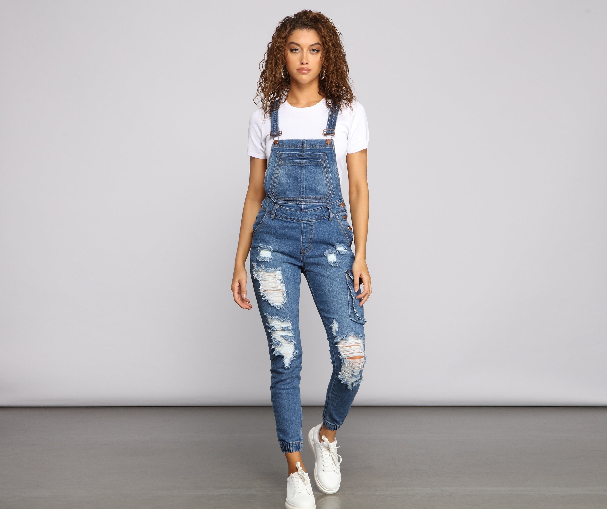 Stylish Edge Destructed Overalls - Lady Occasions