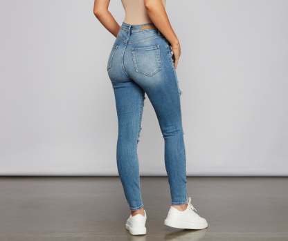 Girl Next Door Destructed Skinny Jeans - Lady Occasions
