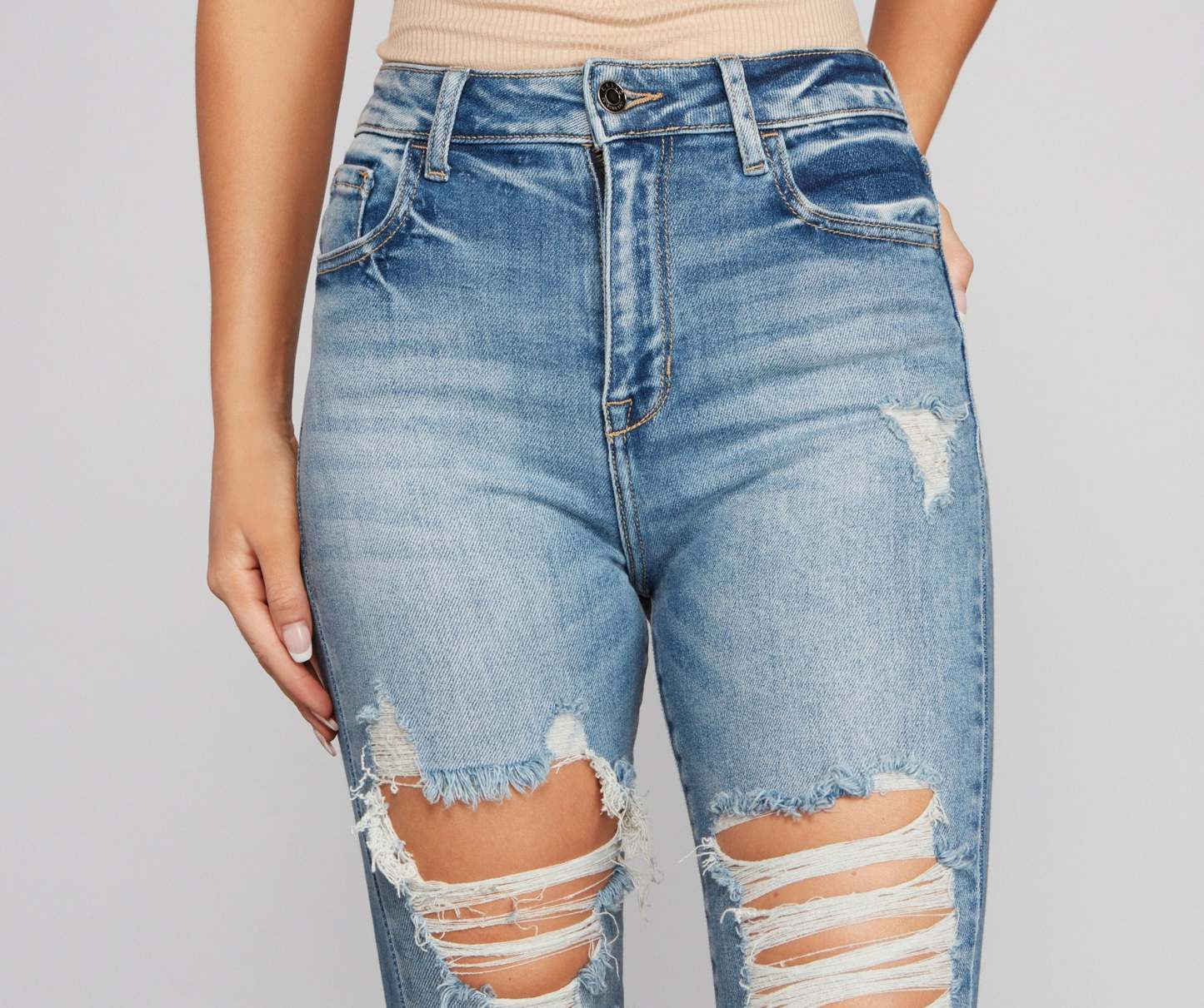 Girl Next Door Destructed Skinny Jeans - Lady Occasions