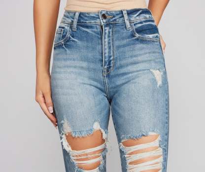 Girl Next Door Destructed Skinny Jeans - Lady Occasions