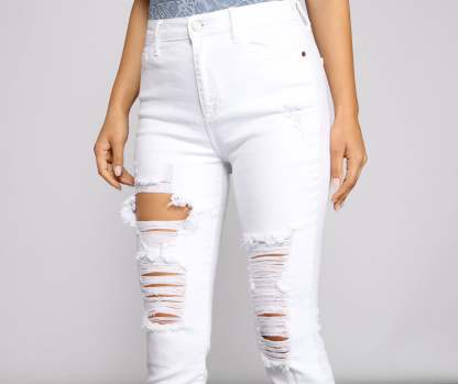 High-Rise Destructed Skinny Ankle Jeans - Lady Occasions