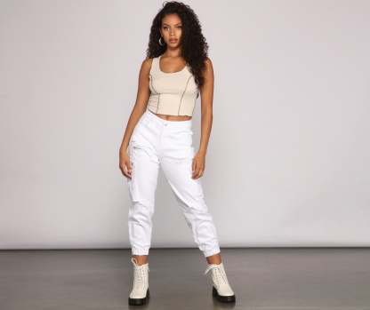 High Rise Destructed Cargo Joggers - Lady Occasions