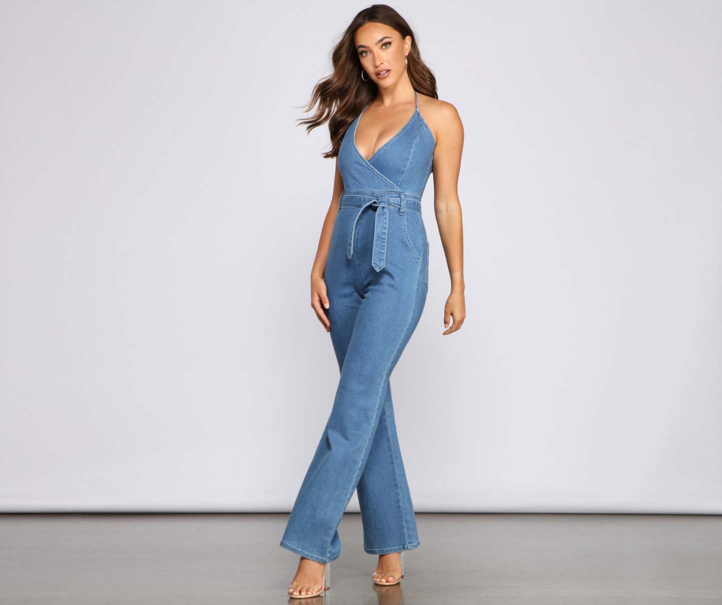 Denim Diva Halter Jumpsuit - Lady Occasions