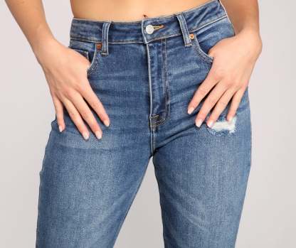 High Rise Basic Straight Leg Jeans - Lady Occasions
