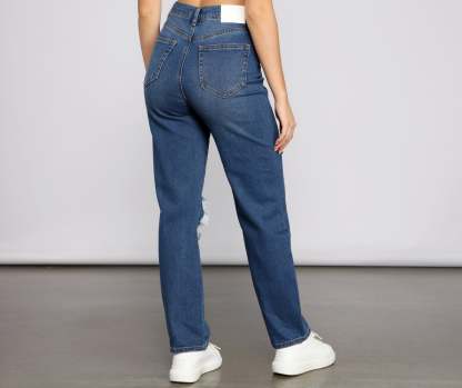 Iconic High Rise Destructed Boyfriend Jeans - Lady Occasions