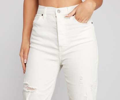 Iconic High Rise Destructed Boyfriend Jeans - Lady Occasions