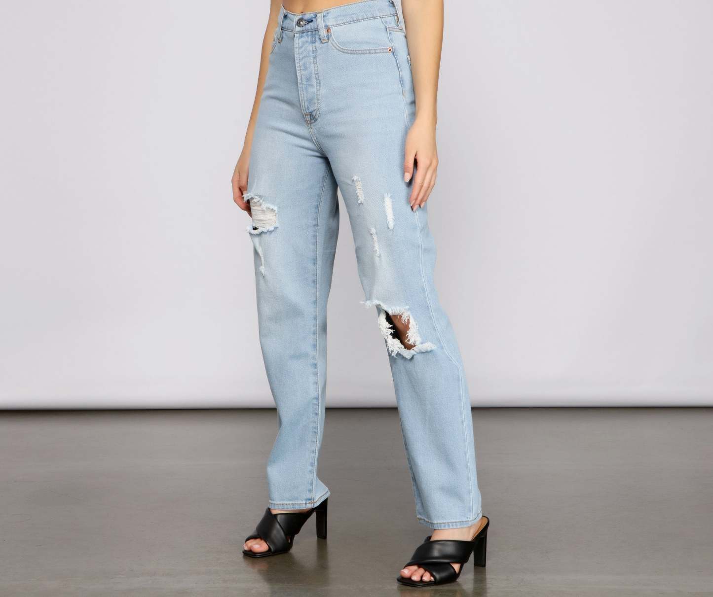 Iconic High Rise Destructed Boyfriend Jeans - Lady Occasions