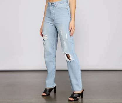 Iconic High Rise Destructed Boyfriend Jeans - Lady Occasions