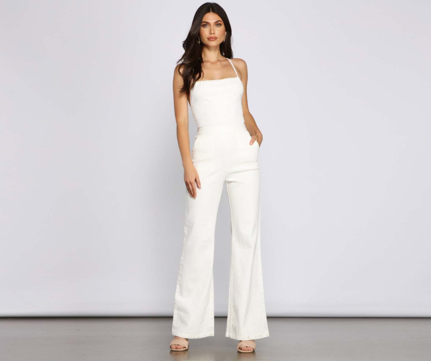 Retro Icon Lace Up Denim Jumpsuit - Lady Occasions